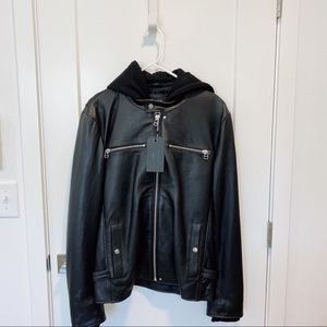7 Diamonds men’s BK leather jacket with Hat Size L